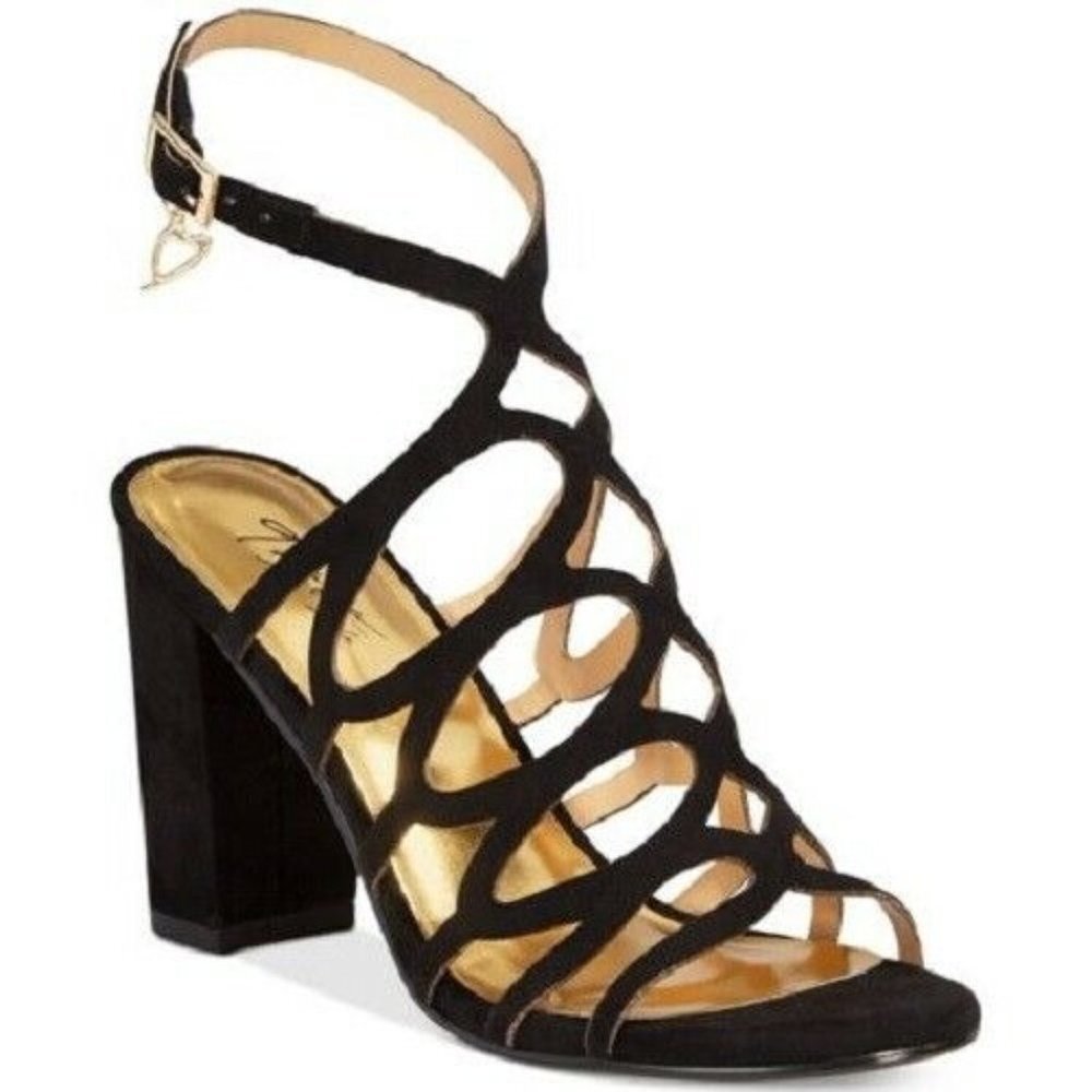 NIB Thalia Black Suede Strappy Dress Heels - Size 7